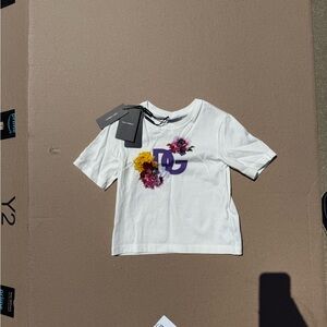 Dolce & Gabbana White and Purple Short Sleeve Tee